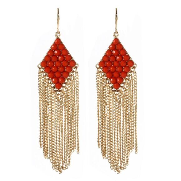 Amrita Singh diamond-shaped coral drop earrings - Picture 2 of 7
